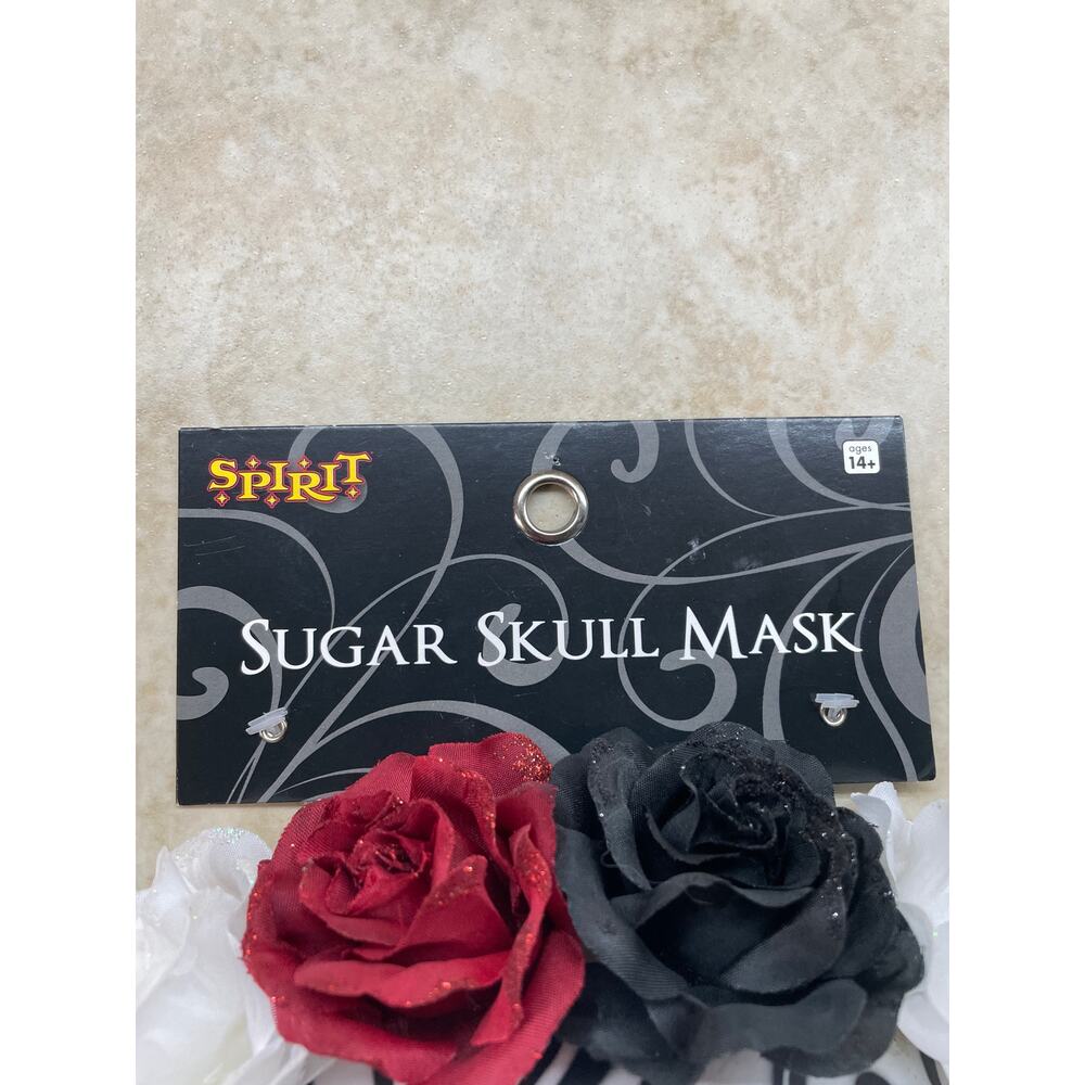 Spirit Halloween Mask Sugar Skull Floral Day of the Dead Costume NWT - Picture 7 of 8